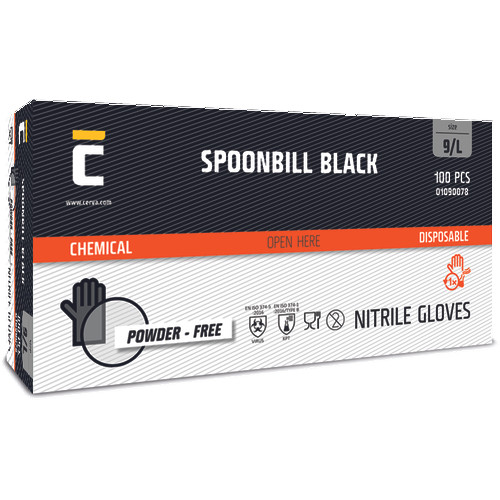 SPOONBILL BLACK nitril púdermentes L-9