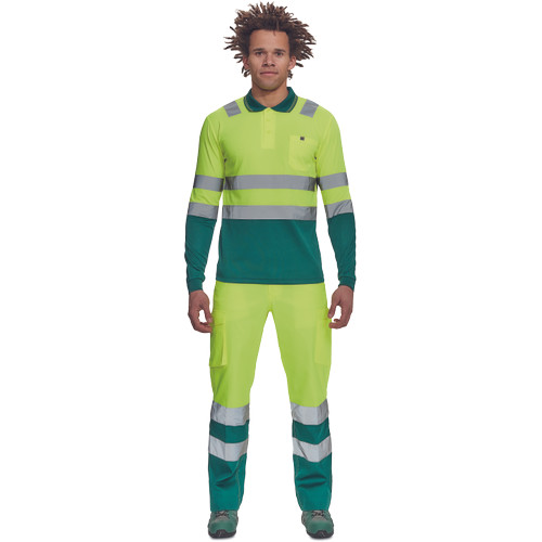 LEON HV póló hosszú ujjú sárga/zöld XS