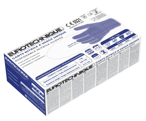 EURO-ONE 5920 Kék nitril púdermentes AQL1.5 (100 db) T8
